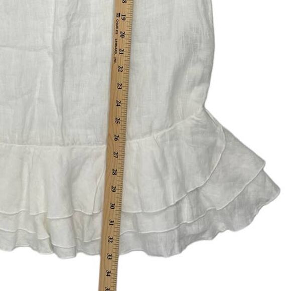 120% LINO Luxury Italian Sheer Linen Ruffle Dress SZ 38 - Picture 10 of 15